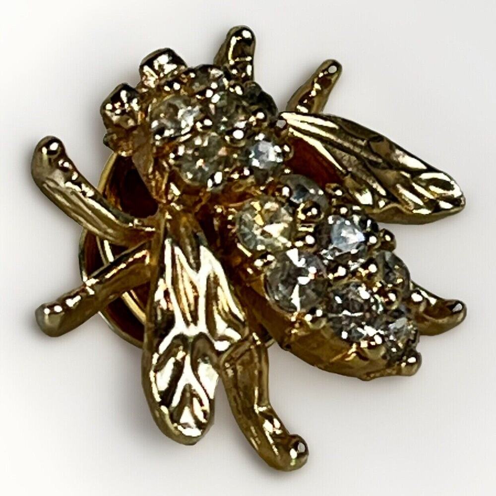 Vintage PANETTA BROOCH PIN Gold Plate w/Sparkling Rhinestones- Signed- 4.3g RARE